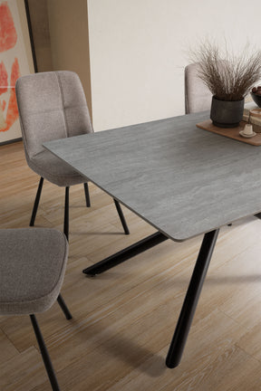 Tavolo rettangolare con gamba in metallo nero Saky 160x75 cm