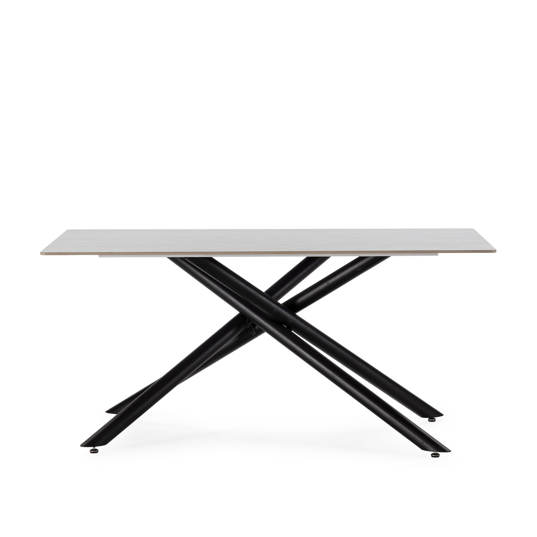 Tavolo rettangolare con gamba in metallo nero Saky 160x75 cm