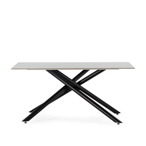 Tavolo rettangolare con gamba in metallo nero Saky 160x75 cm