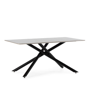 Tavolo rettangolare con gamba in metallo nero Saky 160x75 cm