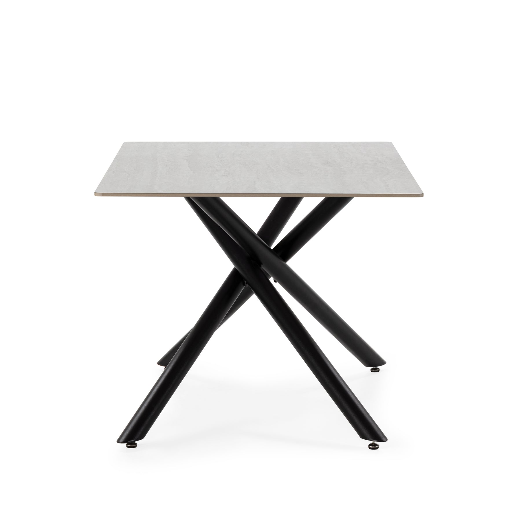 Tavolo rettangolare con gamba in metallo nero Saky 160x75 cm