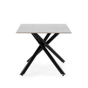 Tavolo rettangolare con gamba in metallo nero Saky 160x75 cm