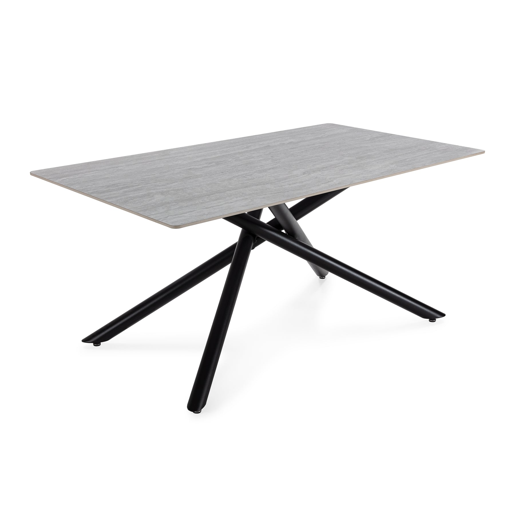 Tavolo rettangolare con gamba in metallo nero Saky 160x75 cm