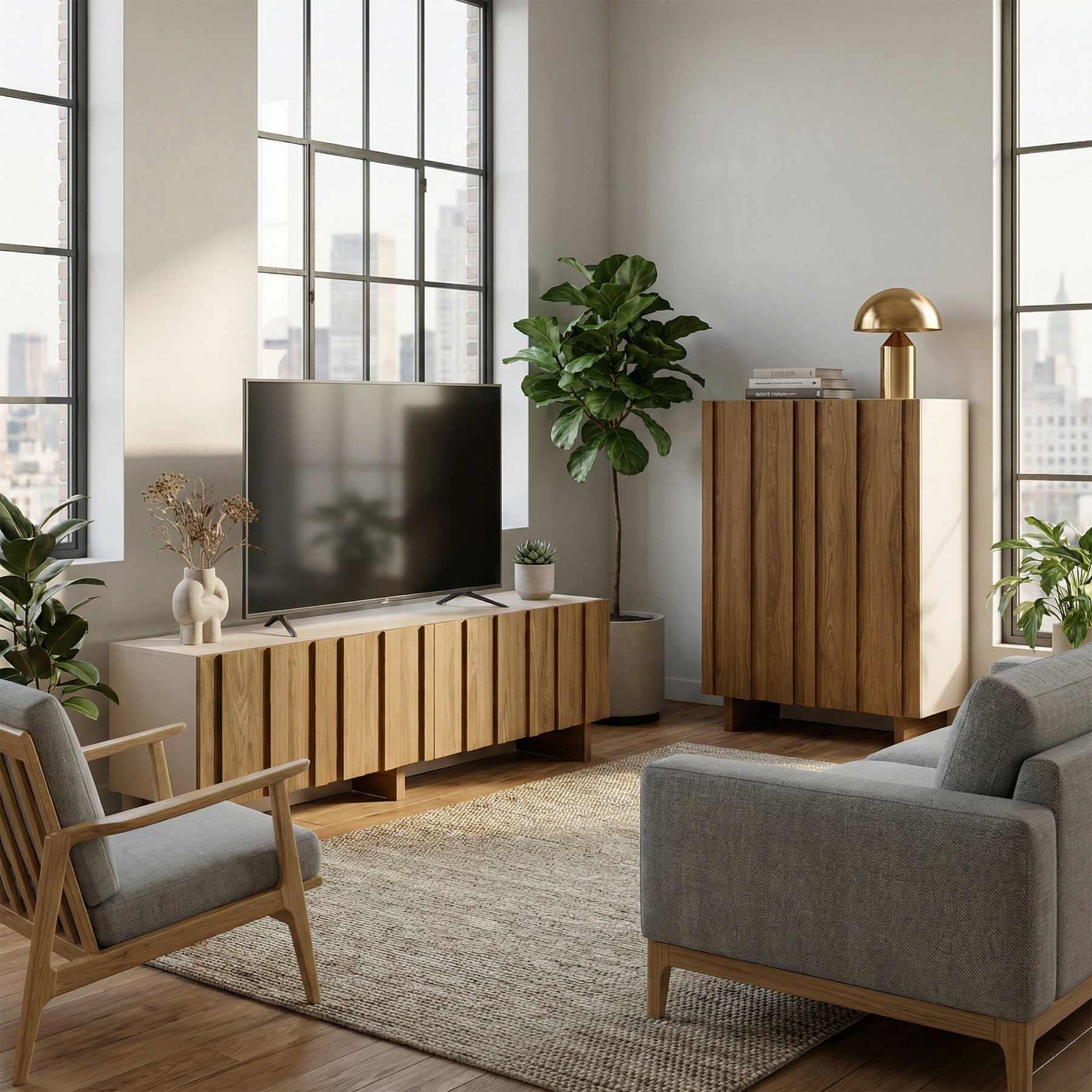 Credenza 2 ante in legno di pino Cosmos 90x120 cm