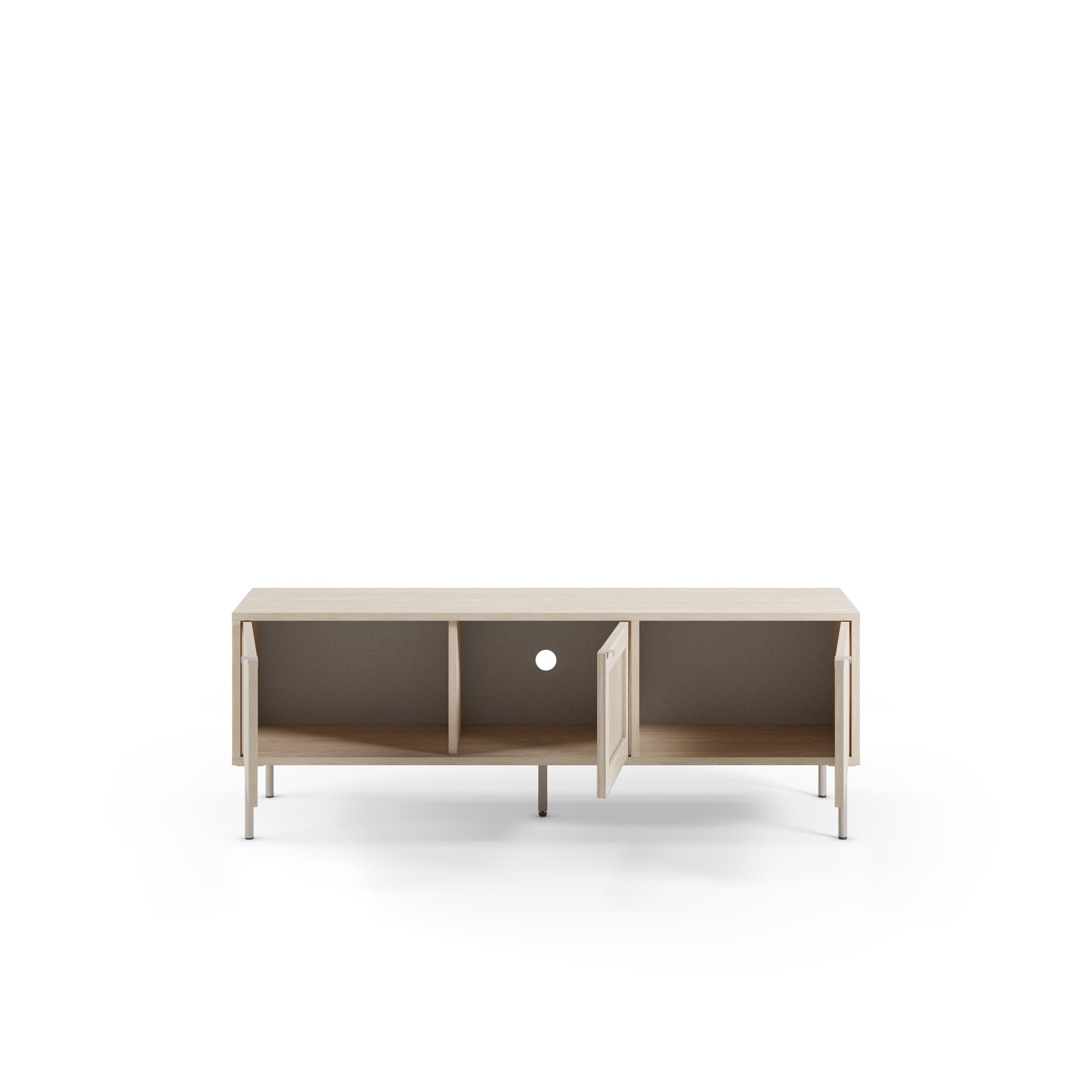 Mobile TV 3 ante rovere con gamba in metallo Hinti 130x50 cm