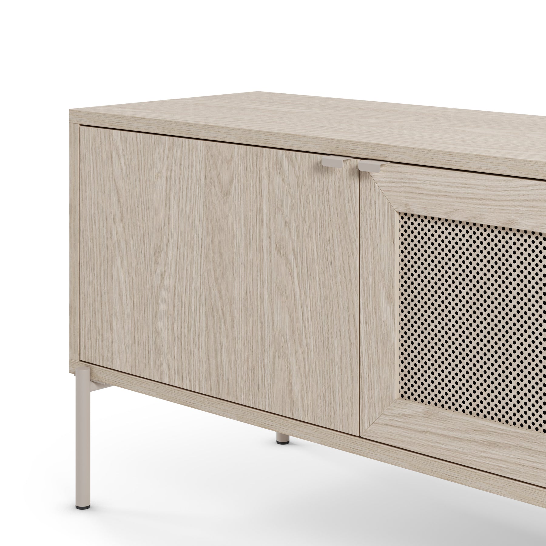 Mobile TV 3 ante rovere con gamba in metallo Hinti 130x50 cm