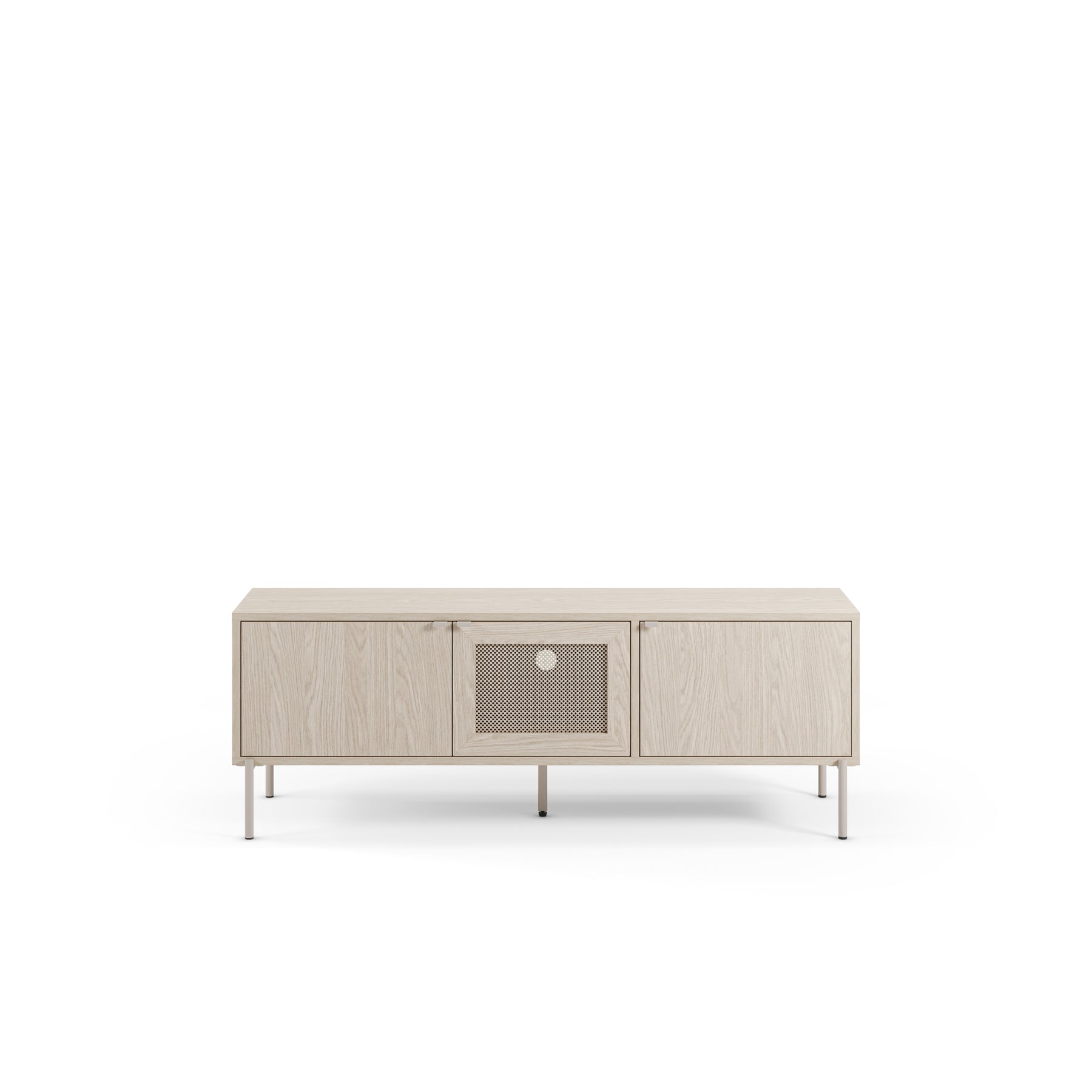 Mobile TV 3 ante rovere con gamba in metallo Hinti 130x50 cm