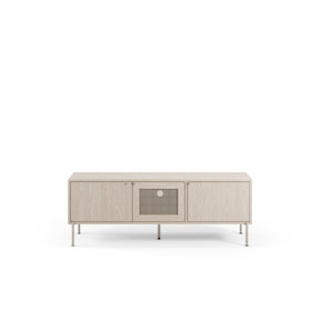 Mobile TV 3 ante rovere con gamba in metallo Hinti 130x50 cm