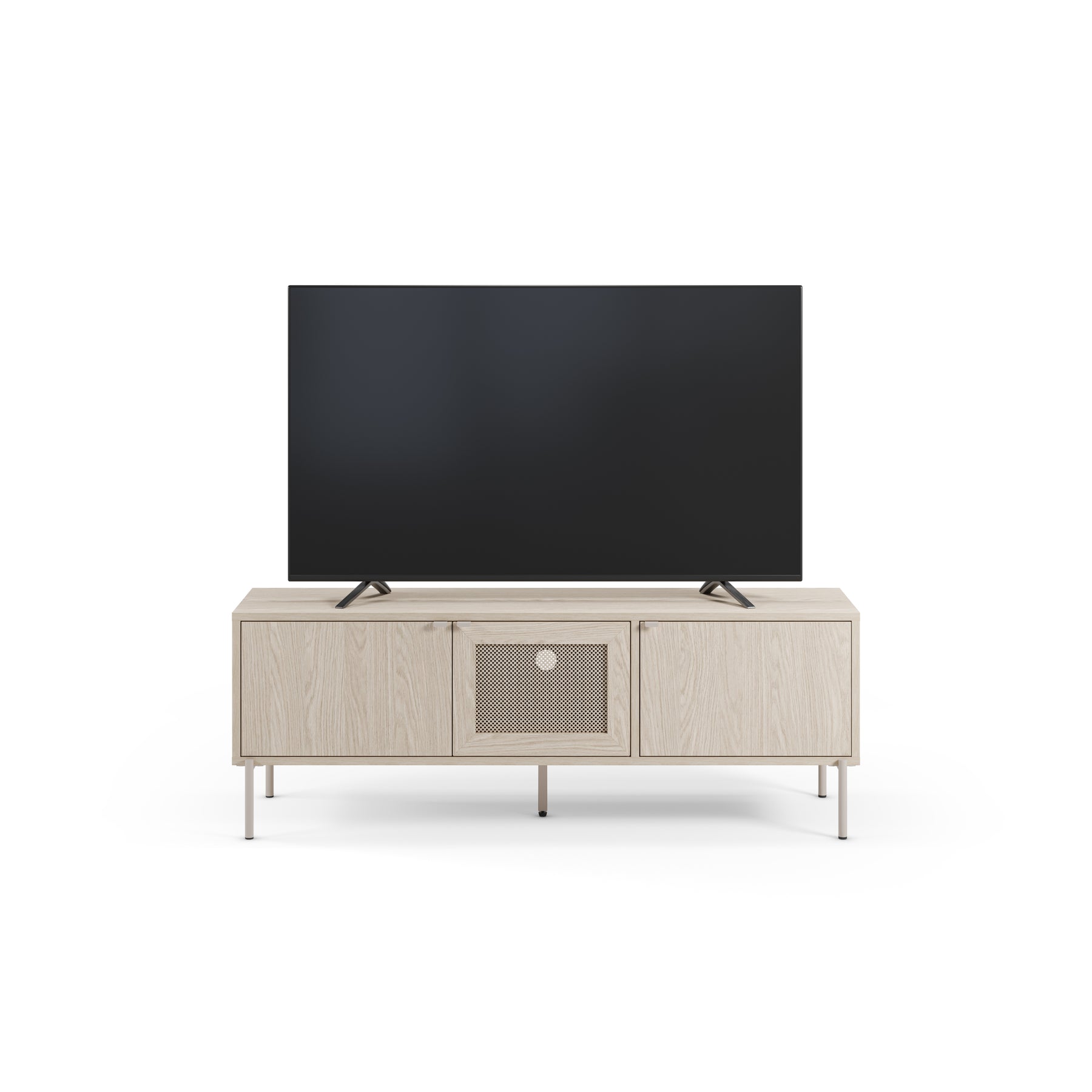 Mobile TV 3 ante rovere con gamba in metallo Hinti 130x50 cm