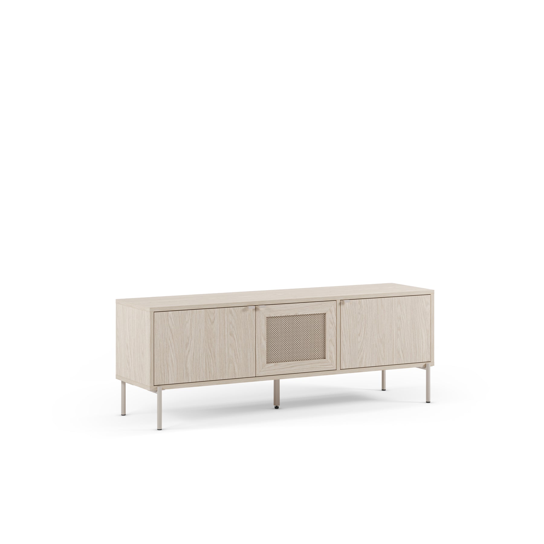 Mobile TV 3 ante rovere con gamba in metallo Hinti 130x50 cm