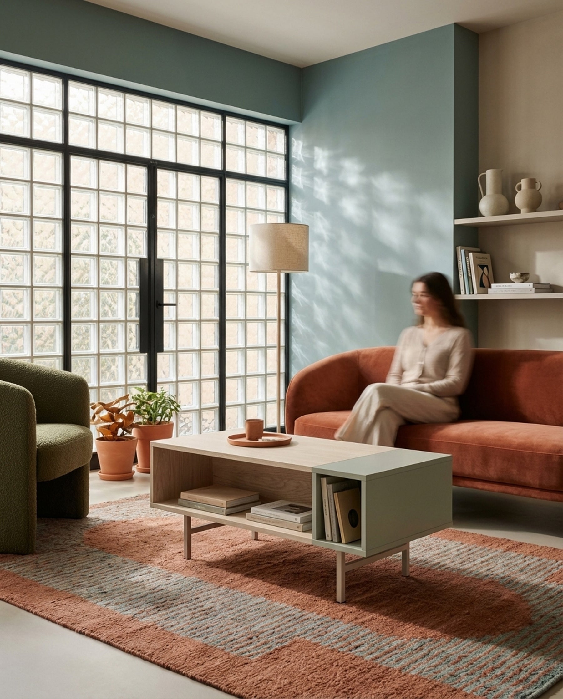 Tavolino in legno con gamba in metallo Thais 100x45 cm