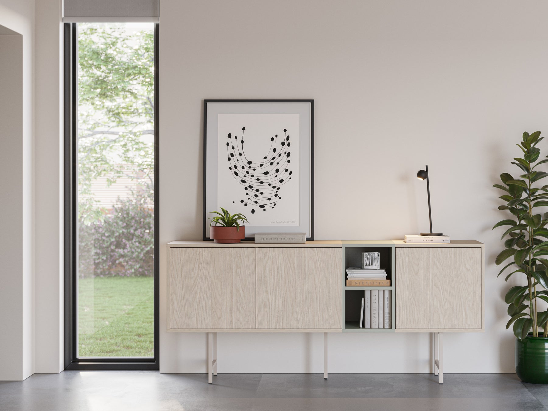 Madia 3 ante con gamba in metallo Thais 180x80 cm