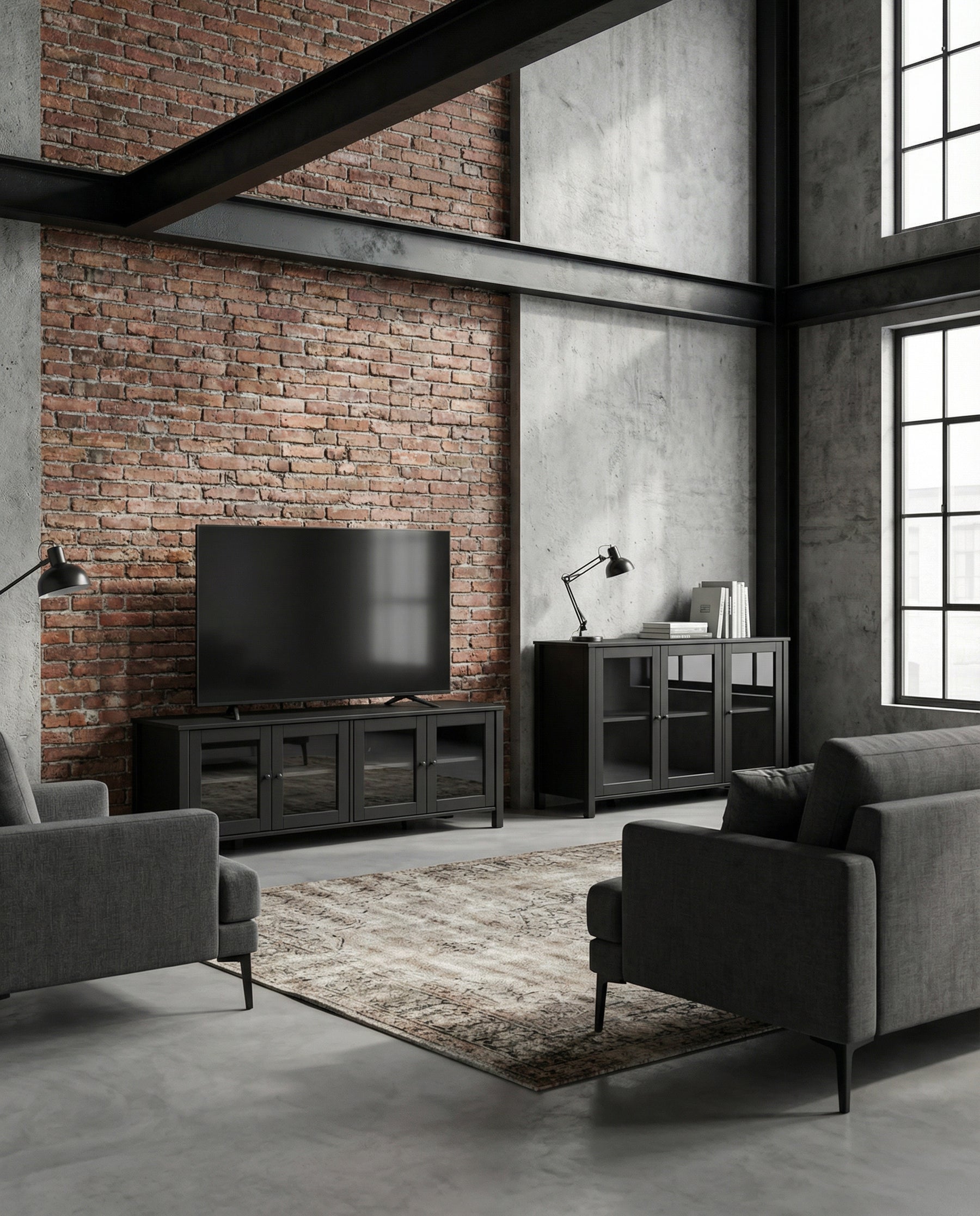 Mobile TV 4 ante in legno di pino Herity 150x50 cm