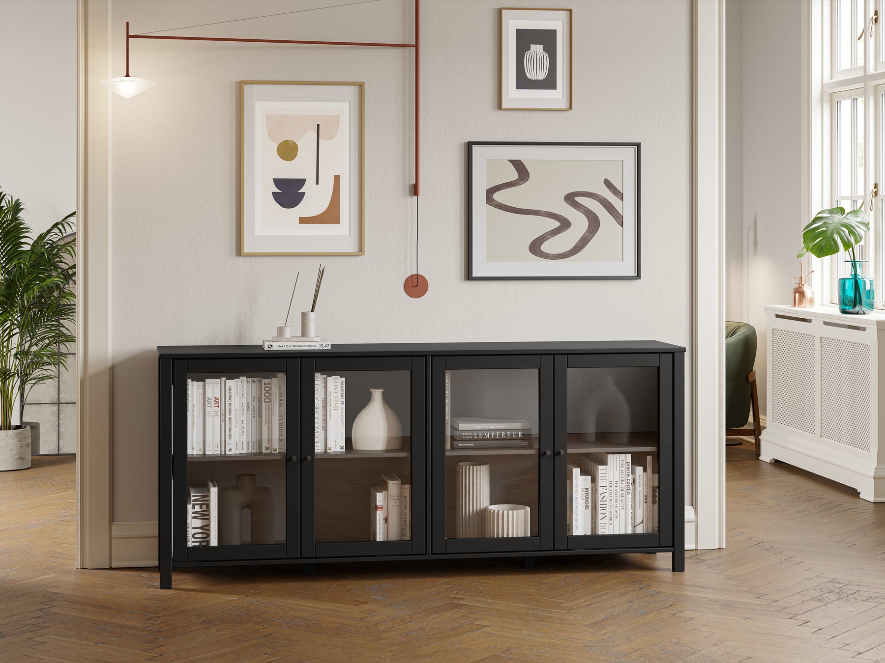 Madia 4 ante in legno di pino Herity 186x80 cm