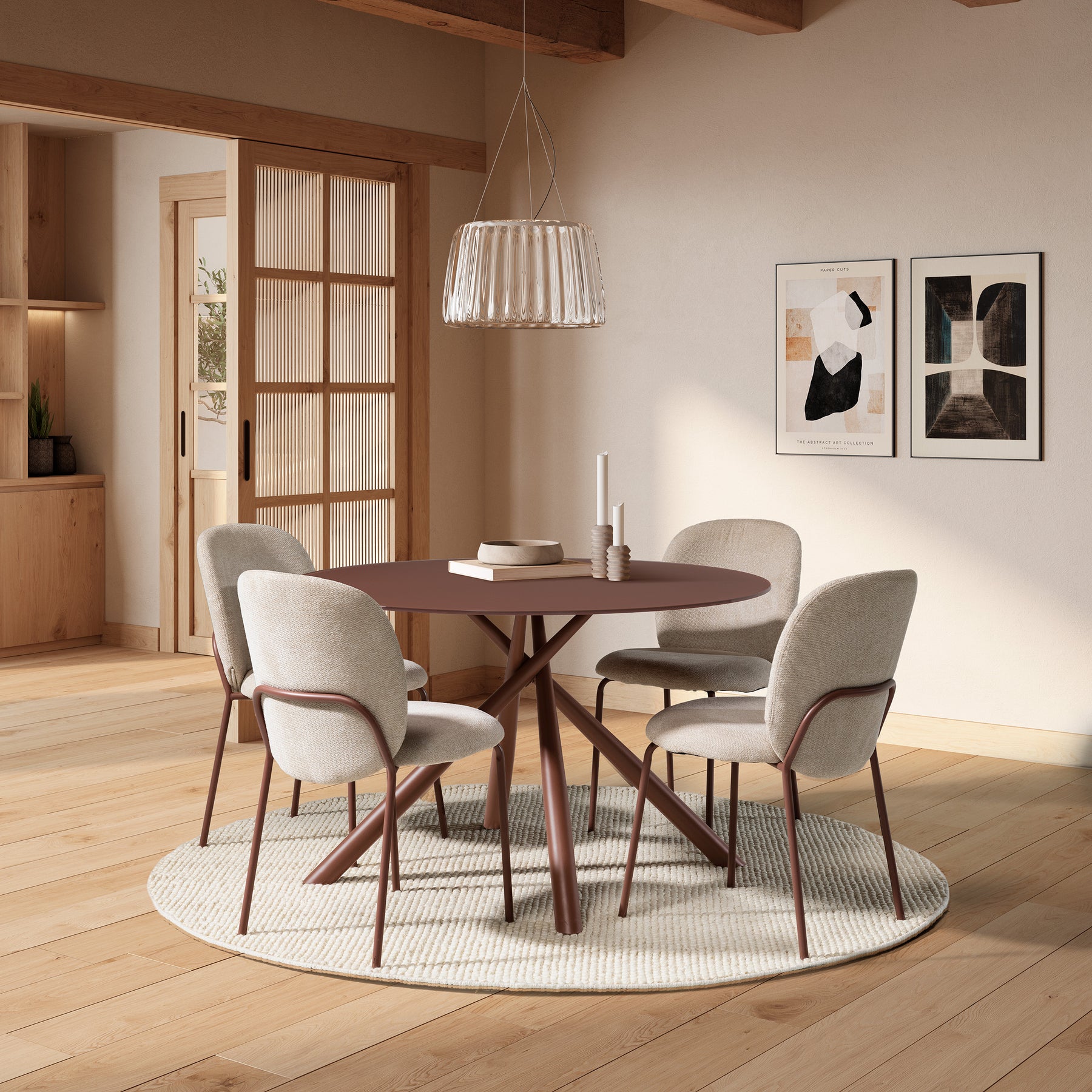 Set di 4 sedie in tessuto beige Qube 51x85 cm