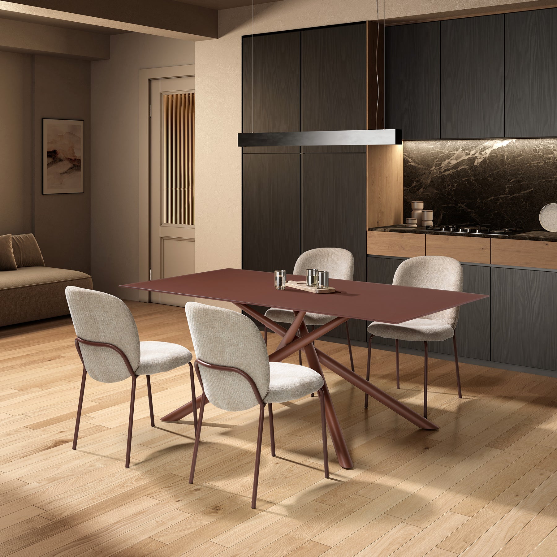 Set di 4 sedie in tessuto beige Qube 51x85 cm