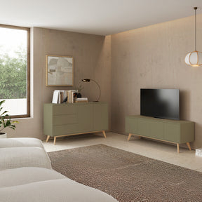 Mobile TV 4 ante in legno di pino Lith 140x53 cm