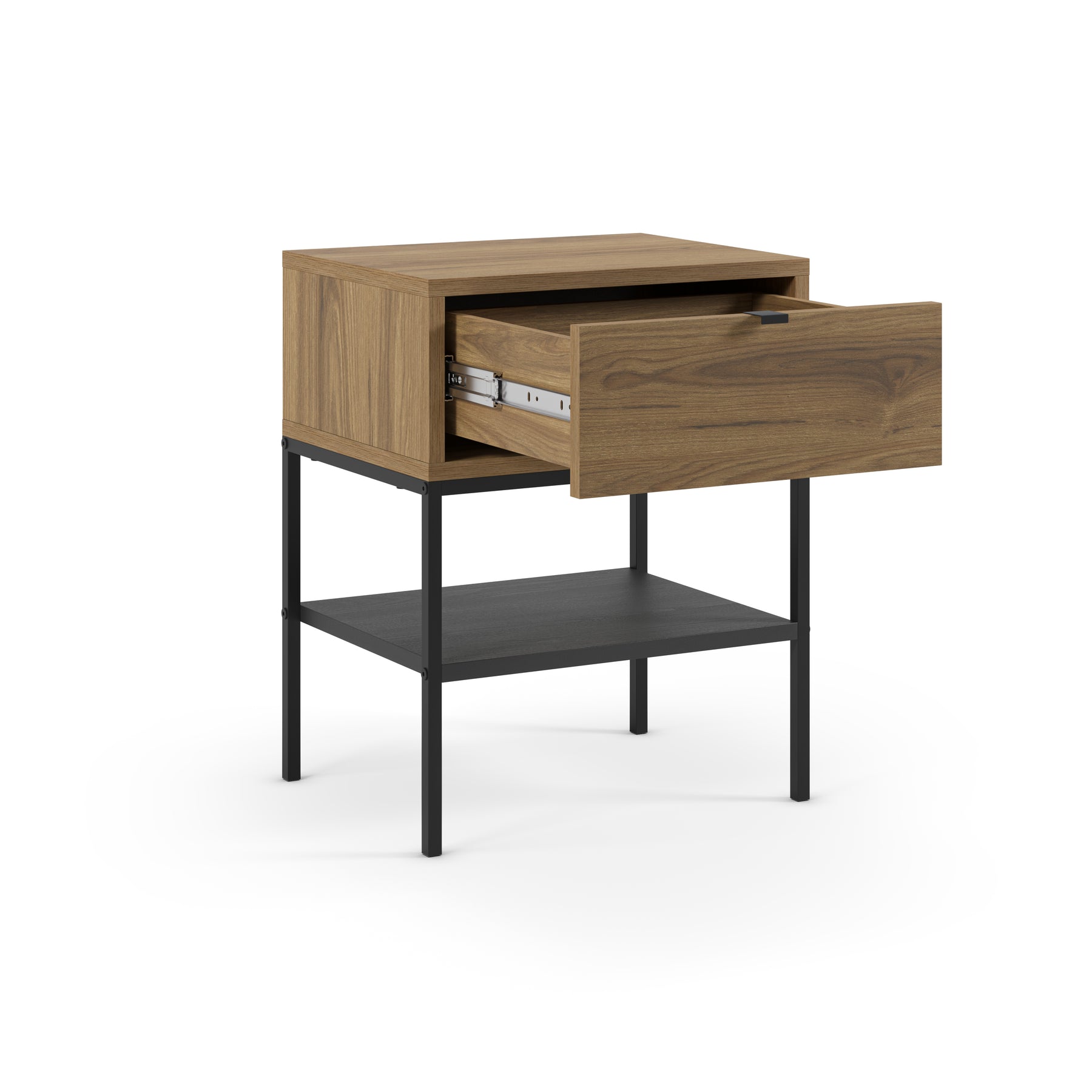 Comodino 1 cassetto con gamba in metallo Salix 45x56 cm