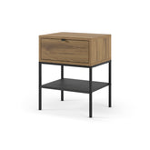 Comodino 1 cassetto con gamba in metallo Salix 45x56 cm