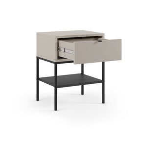Comodino 1 cassetto con gamba in metallo Salix 45x56 cm