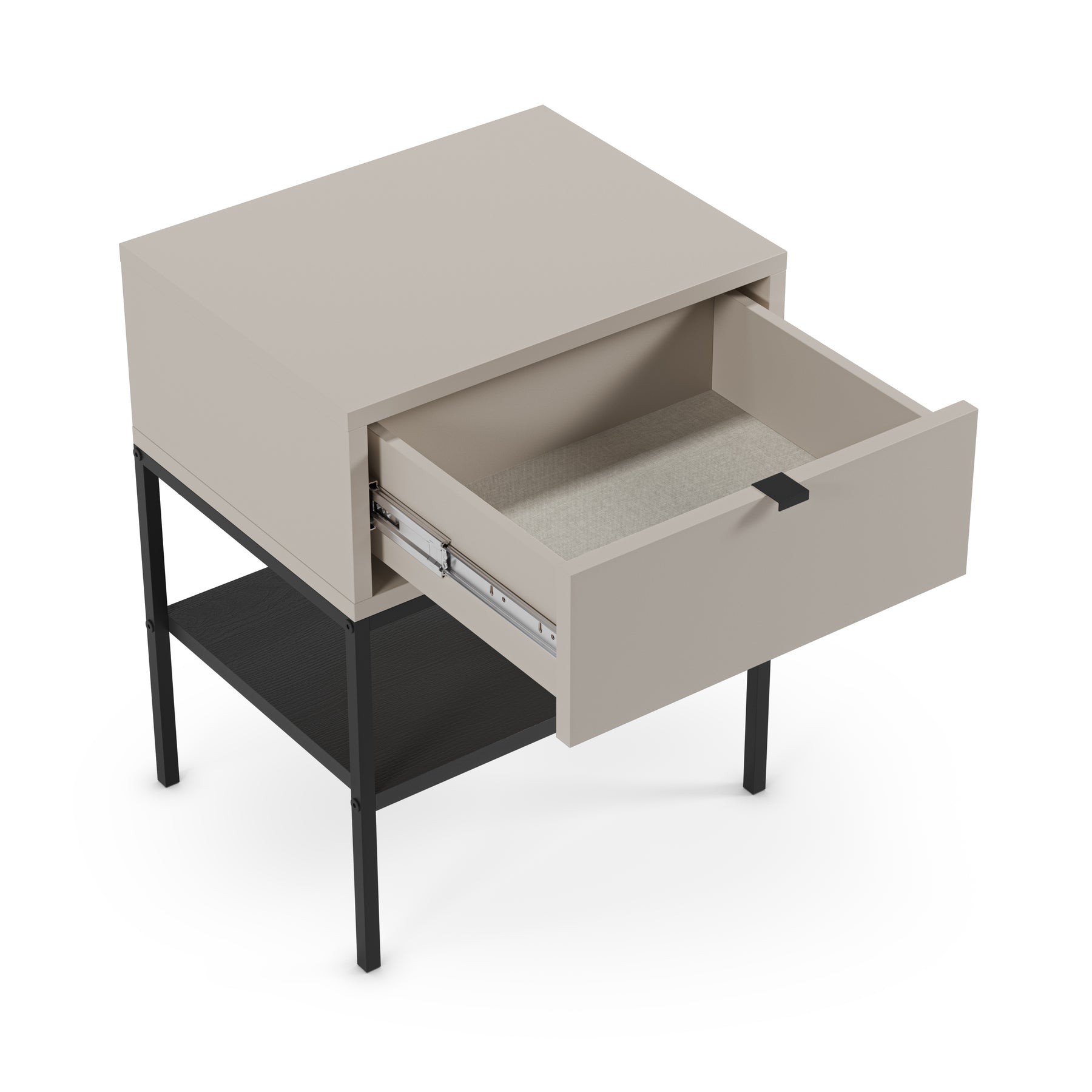 Comodino 1 cassetto con gamba in metallo Salix 45x56 cm