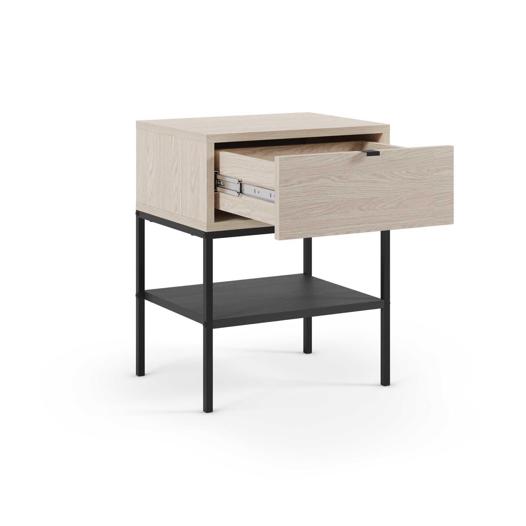 Comodino 1 cassetto con gamba in metallo Salix 45x56 cm