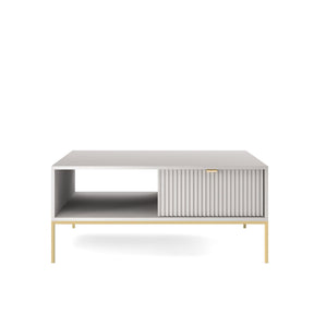 Tavolino con piedi in metallo 1 cassetto ed 1 vano in legno laminato Miseno 104x68 cm