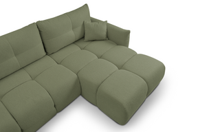 Divano letto angolare in tessuto bouclè Dublino 257x111/177 cm