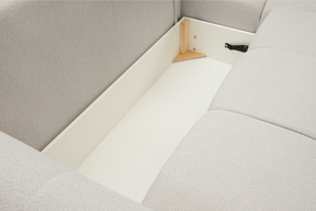 Divano letto angolare in tessuto bouclè Dublino 257x111/177 cm