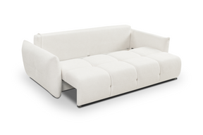 Divano letto in tessuto bouclè bianco Lisbona 245x110/144 cm