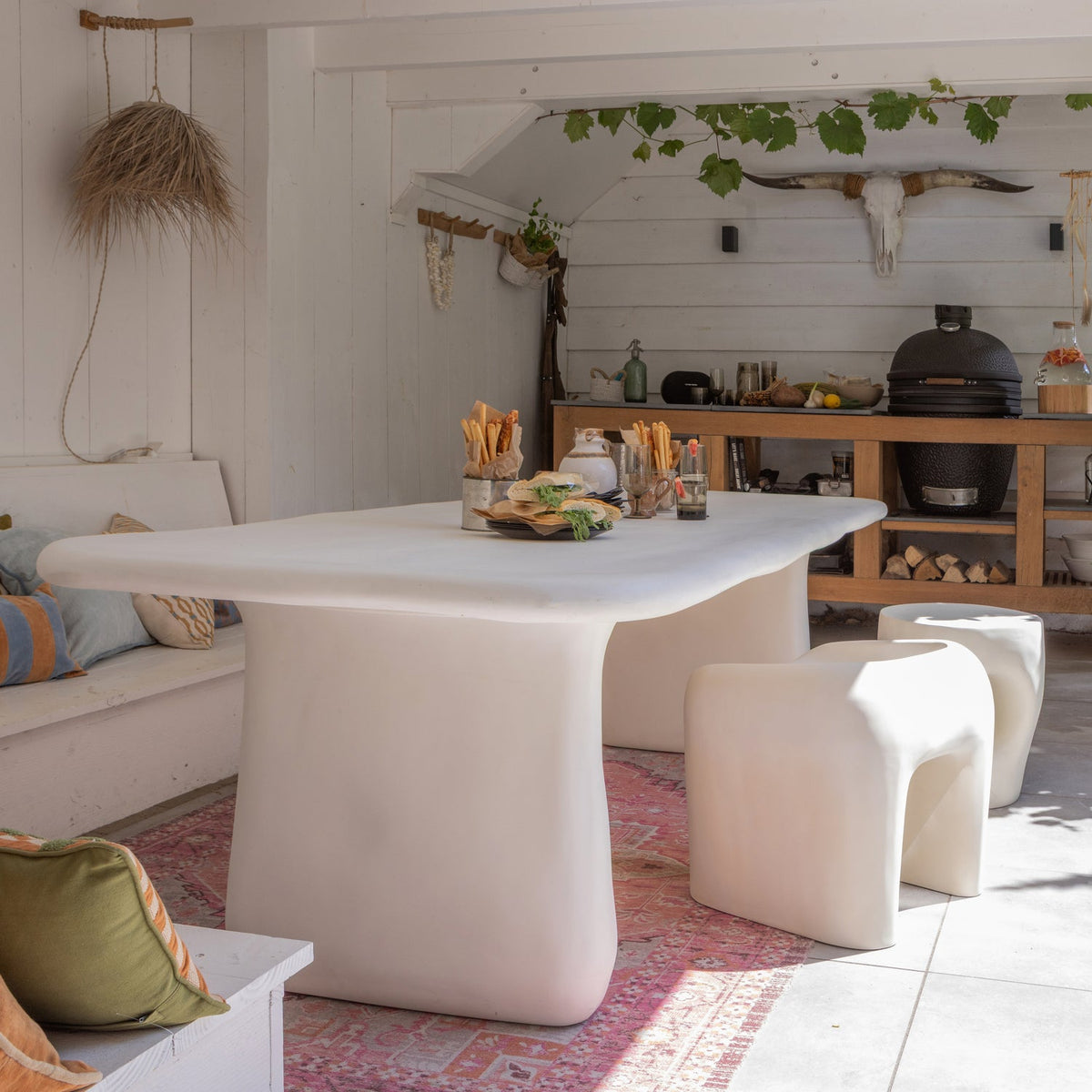 Tavolo da esterno bianco opaco Sole 240x75 cm