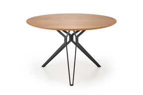 Tavolo tondo in MDF laminato e piede in acciaio nero Pixel Ø 120 cm