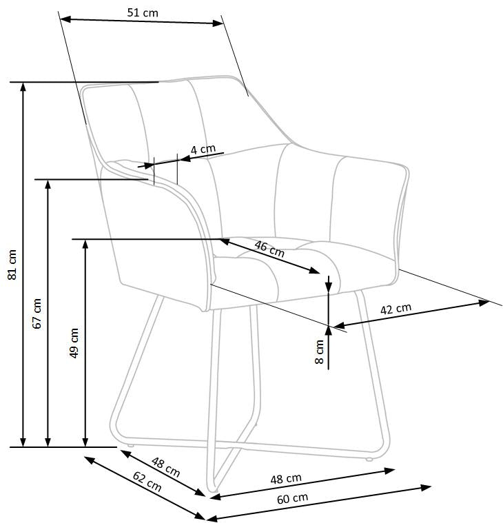 Sedia in acciaio Luma 60x81 cm