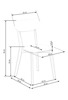 Sedia in legno massello Amy 45x81 cm