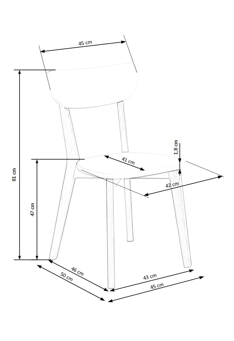 Sedia in legno massello Amy 45x81 cm