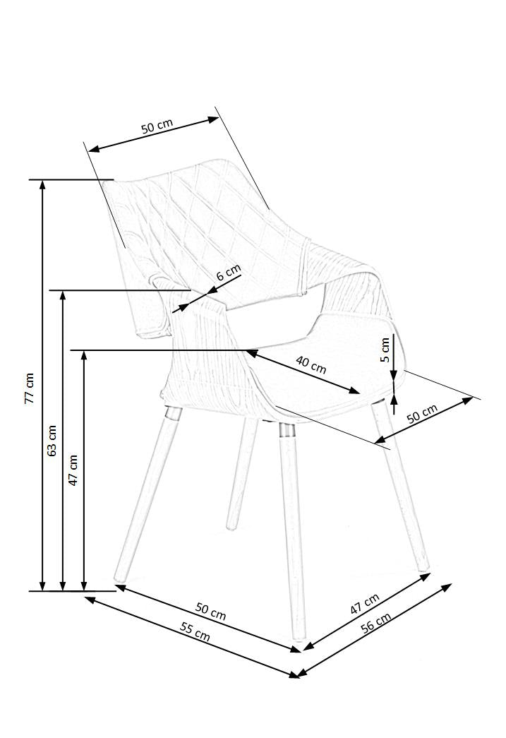 Sedia in legno/tessuto Camilla 56x77 cm