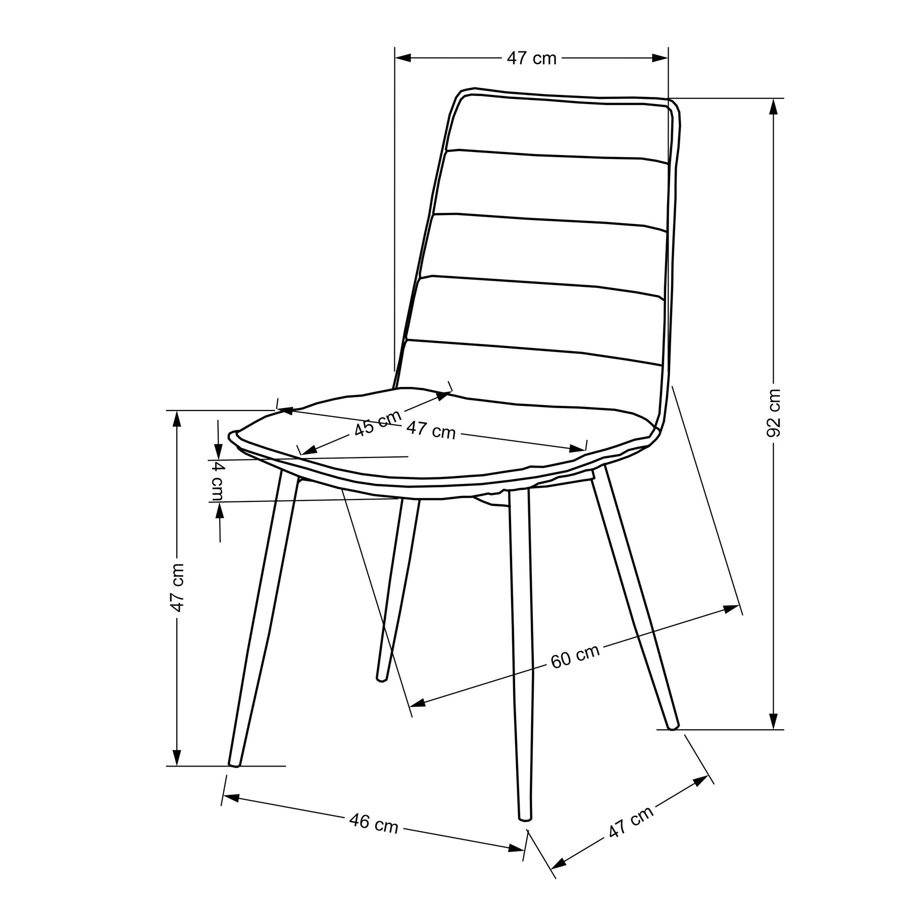 Sedia in acciaio Benny 47x92 cm