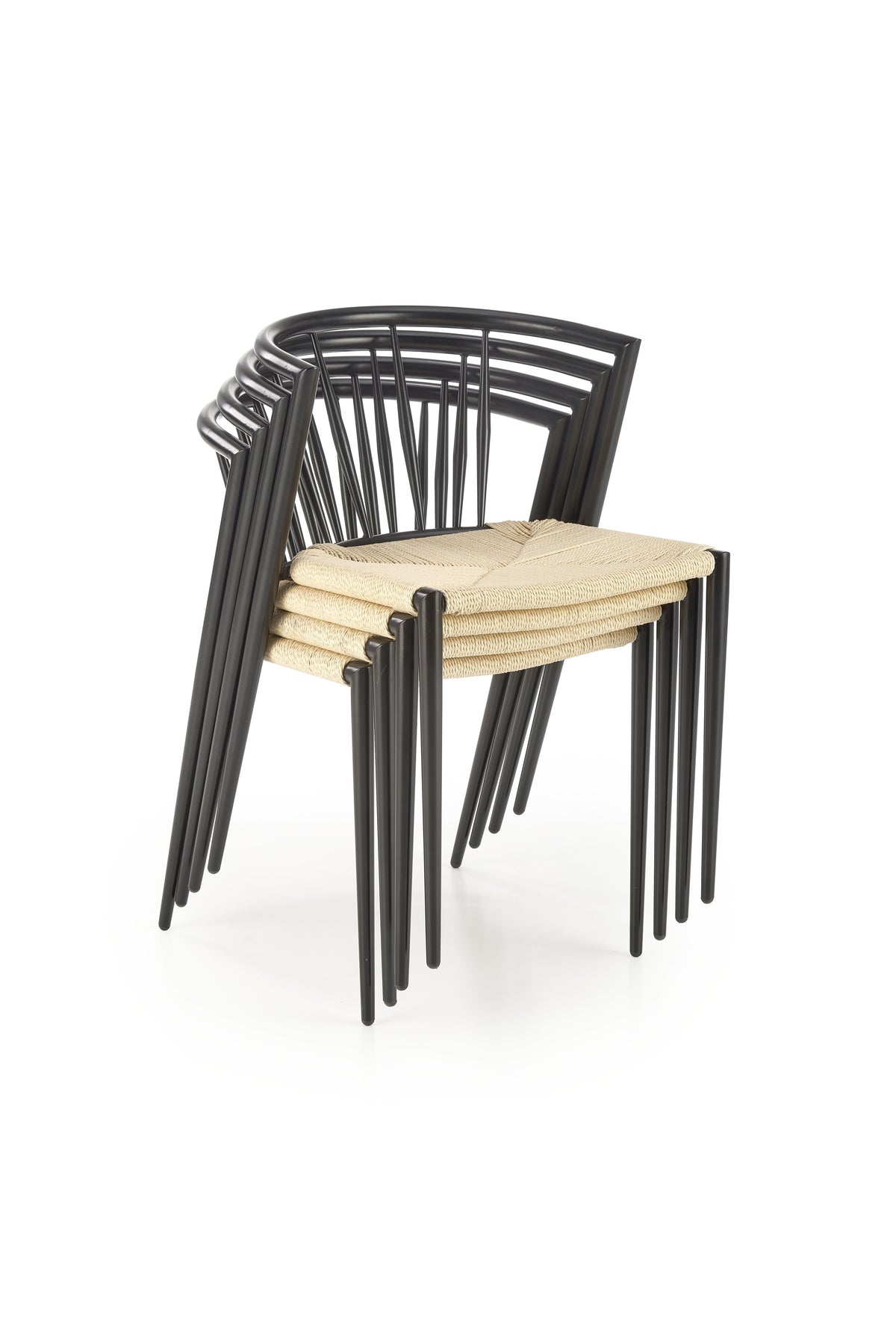 Set di 4 sedie in corda e acciaio Risa 51x44 cm