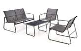 Set da giardino in acciaio cenere scuro da 4 pezzi Amalfi