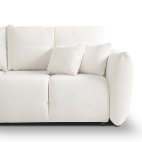 Divano letto in tessuto bouclè bianco Lisbona 245x110/144 cm