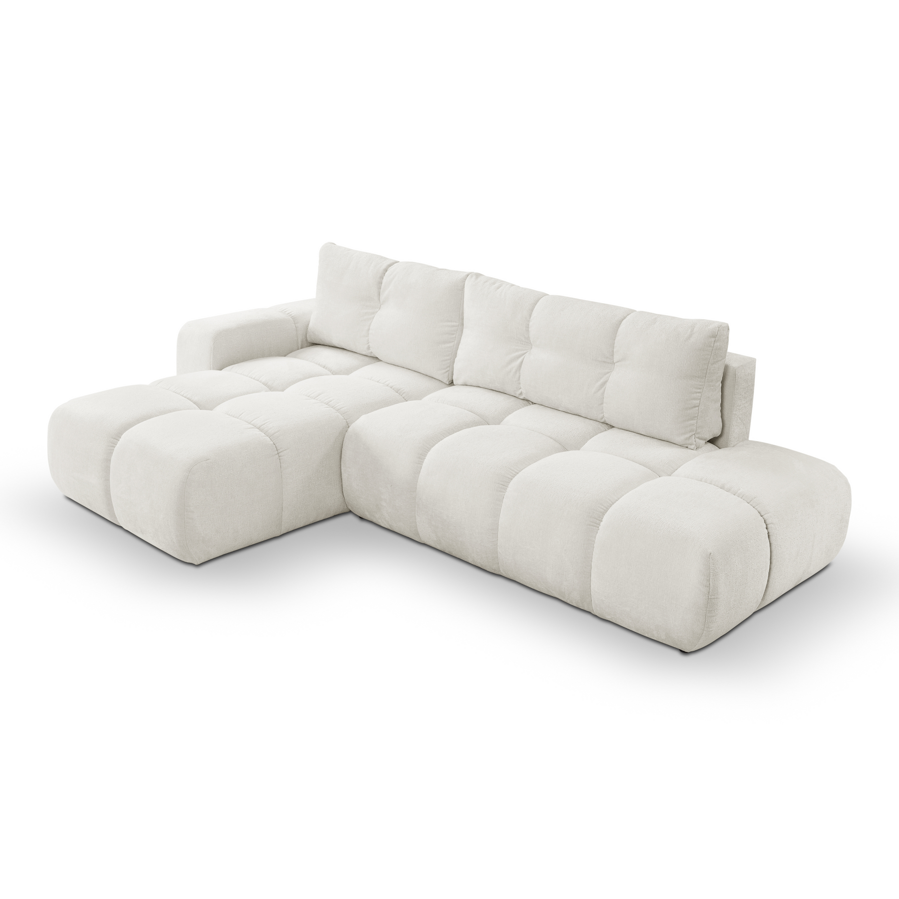 Divano letto angolare in tessuto cannettato Vienna 286x177 cm