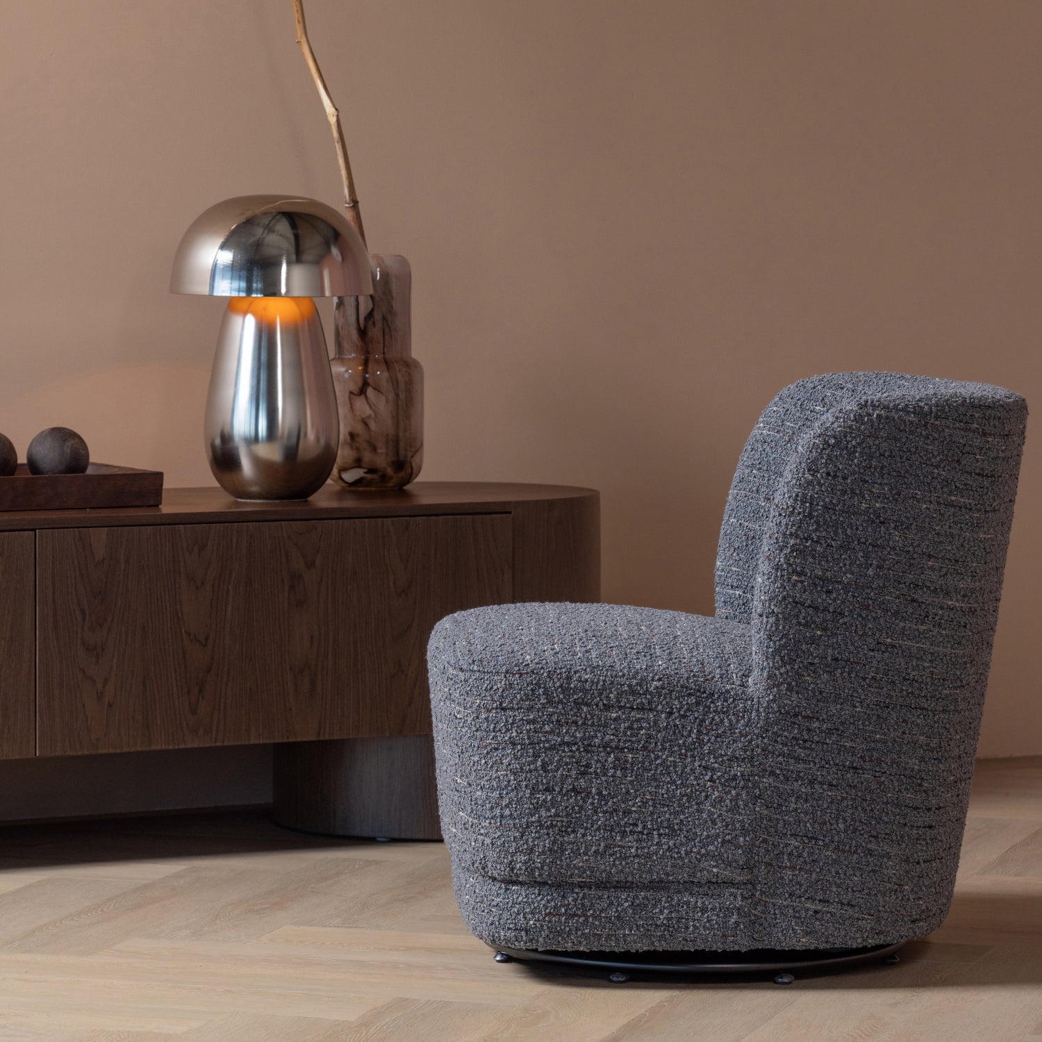 Poltrona girevole in tessuto Atty 74x75 cm