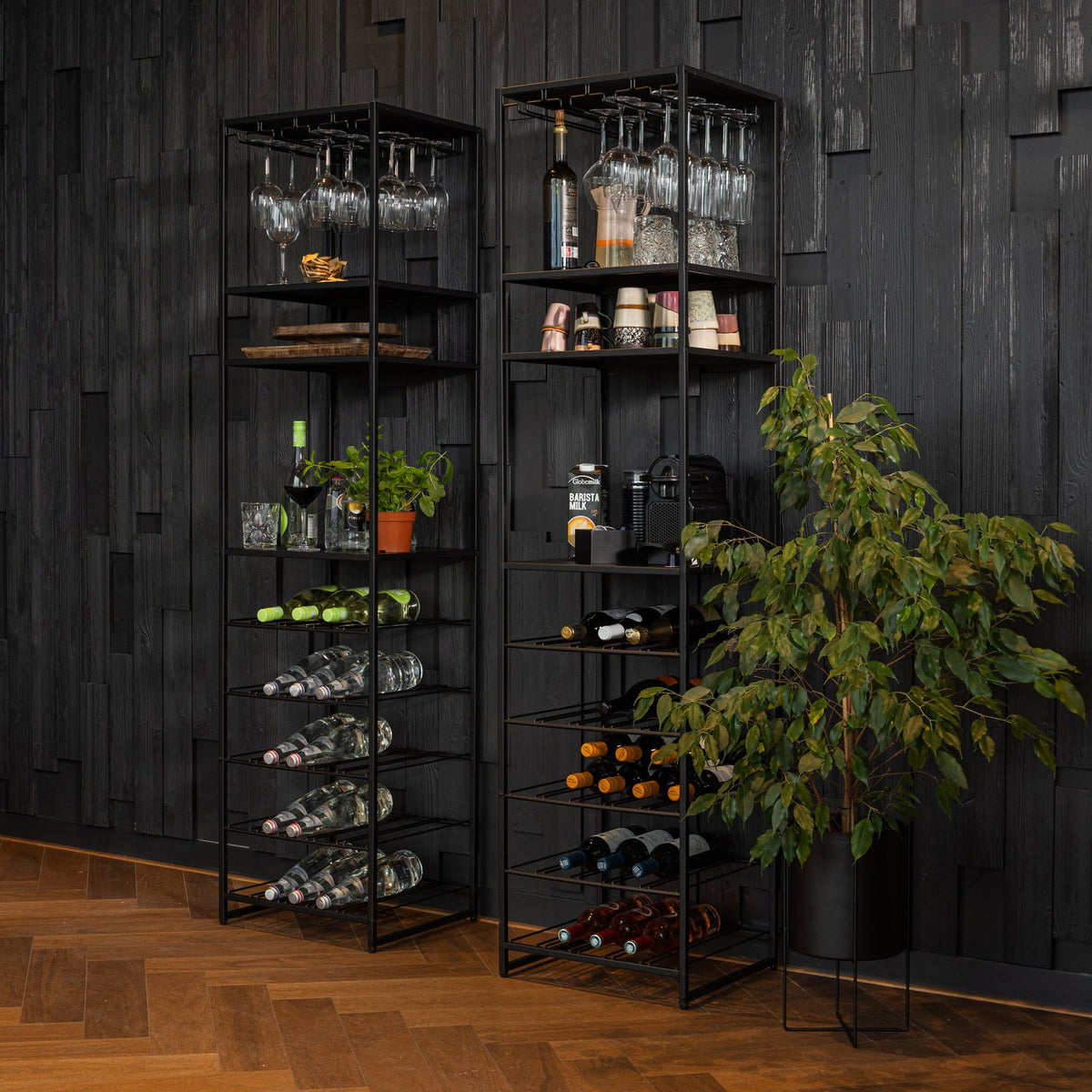 Portabevande in metallo nero Reese 185x45 cm