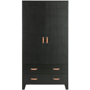 Cappottiera 2 ante 2 cassetti in legno di pino nero Dian 180x94 cm