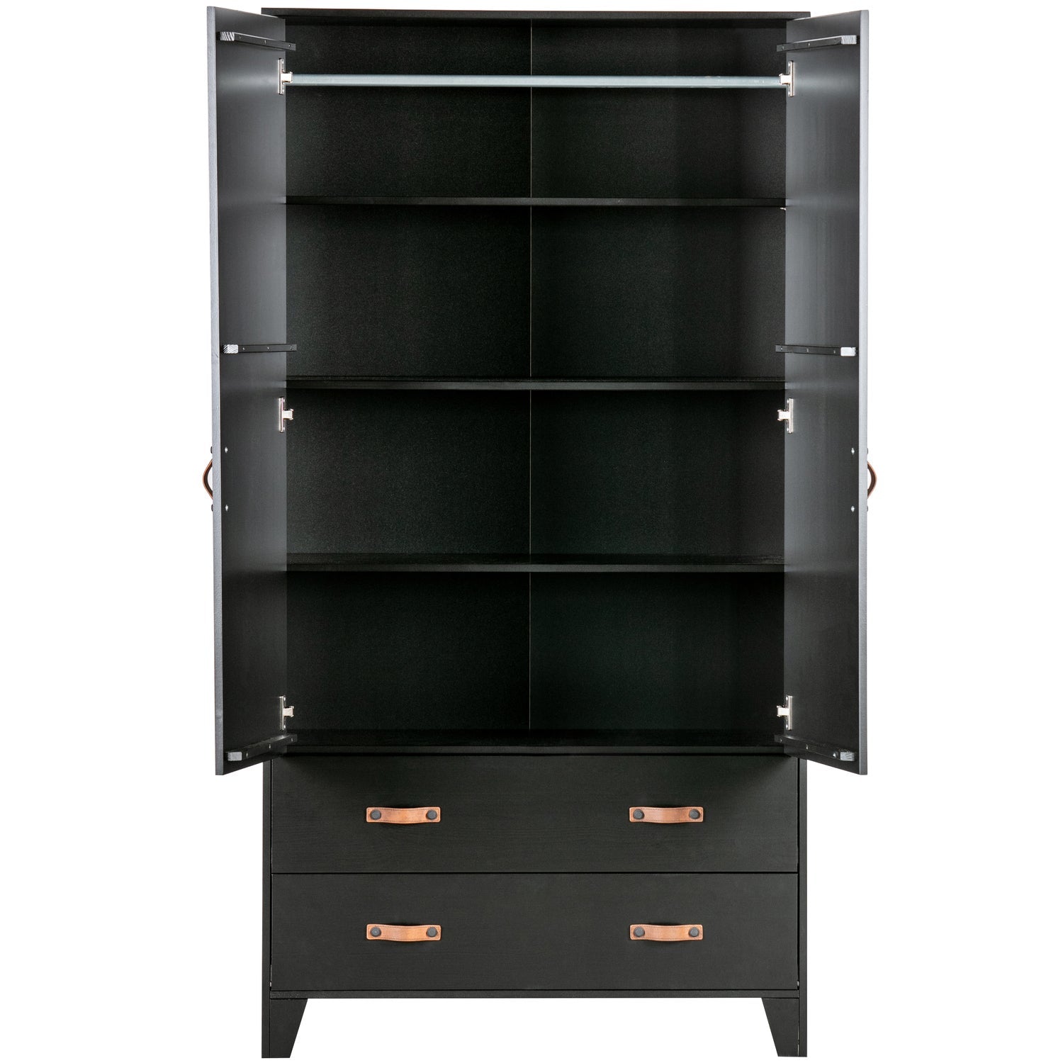Cappottiera 2 ante 2 cassetti in legno di pino nero Dian 180x94 cm
