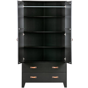 Cappottiera 2 ante 2 cassetti in legno di pino nero Dian 180x94 cm