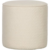 Pouf rotondo in tessuto bianco Sara 46x46 cm