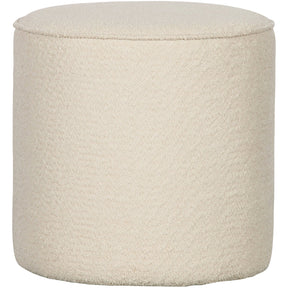 Pouf rotondo in tessuto bianco Sara 46x46 cm