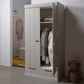 Armadio 2 ante 2 cassetti in legno di pino Connect 94x195 cm