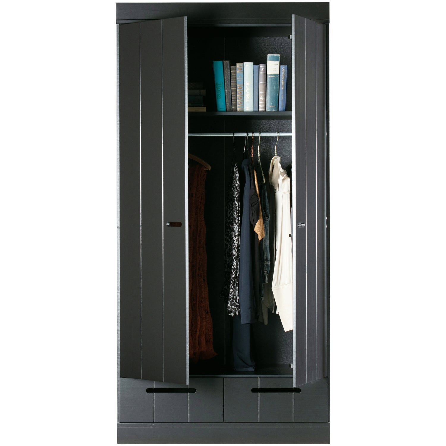 Armadio 2 ante 2 cassetti in legno di pino Connect 94x195 cm